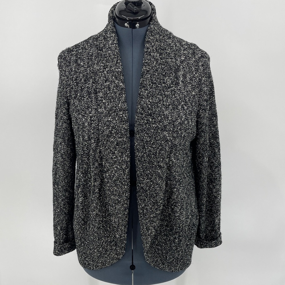 JM COLLECTION Chic Black and White Open Front Cardigan WOMENS SIZE L